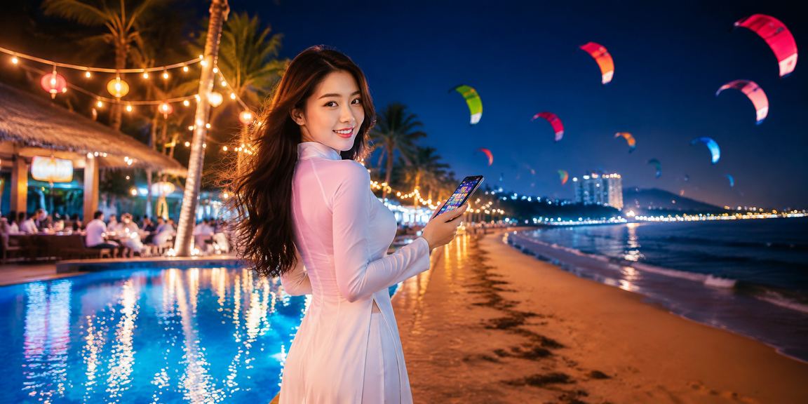 Phong cảnh ven biển Mũi Né và nét đẹp truyền thống áo dài Việt Nam